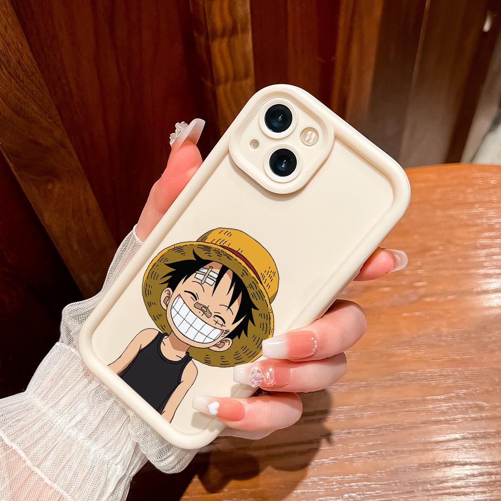 Для iPhone 16 15 14 13 12 11 Pro Max XS Max XR X SE 8 7 Мягкий силиконовый чехол для полной защиты камеры с рисунком Луффи