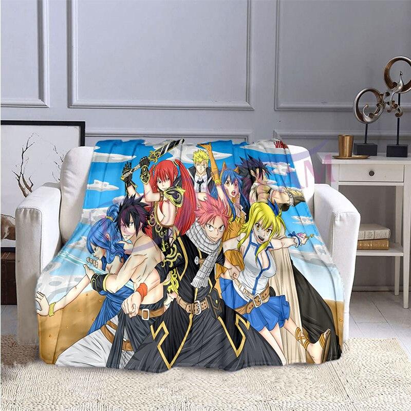 Fairy Tail Flannel Plush Blanket Home Fleece Throw Blanket Travel Blankets Bedspreads Sofa Cover Couch Dorm Room Blanket