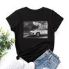 Women's Retro Car Printed Loose Round Neck Short Sleeved T-shirt for Women Shirt