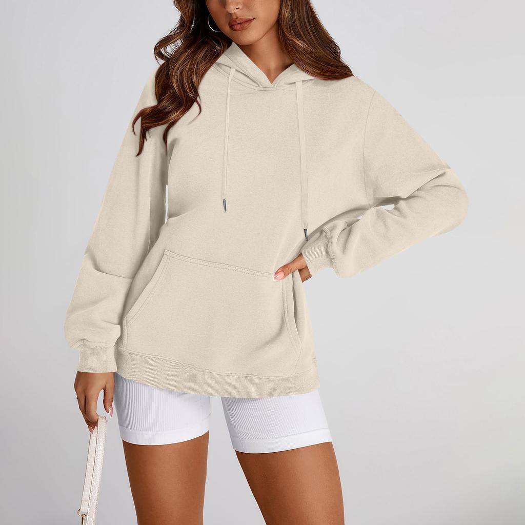 Женский свободный свитшот с круглым вырезом и длинными рукавами, повседневный свободный крой на шнурке