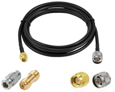 POBADY N-male на SMA-male Низкие потери Коаксиальный кабель RG58 10 футов/3 м + 2 шт. Комплект адаптеров N-male на SMA-male для 3G 4G 5G LTE антенны, Радиолюбительского радио, GPS, WiFi