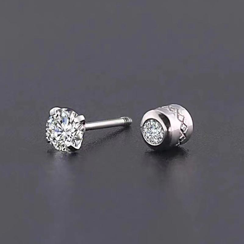 1 шт., корейские серьги из нержавеющей стали с двойным кристаллом циркония для женщин, серьги-гвоздики с винтами, антиаллергические украшения для тела