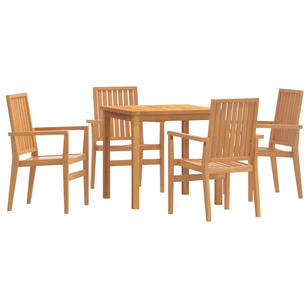 5 Piece Garden Dining Set Solid Teak Wood