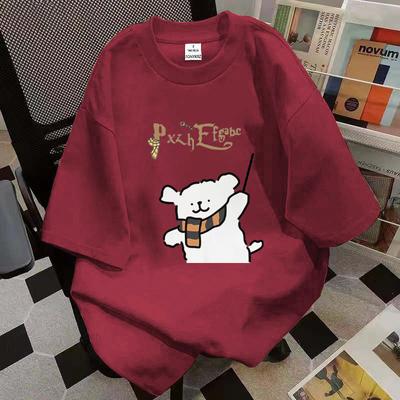 Футболка с короткими рукавами, женская, хлопковая, с рисунком из мультфильмов, популярная летняя футболка с коротким рукавом