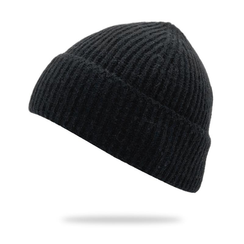 New Solid-color Chunky-knit Beanie versatile Cold-weather Hat Cross-border E-commerce Keeping Women Warm Winter;