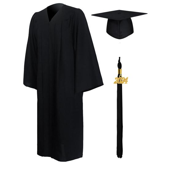 1 Set Unisex Graduation Robe Hat Set Front Zipper Loose Tassel 2024 Year Tag College Bachelor Doctor Master Graduation Ceremony Gown Cap Tassel Set
