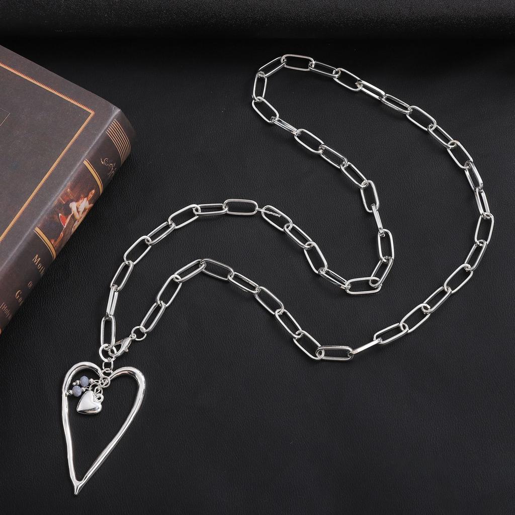 Преувеличенное металлическое ожерелье Spice Girl Big Love, панк толстая цепь персиковое сердце женское универсальное ожерелье-цепочка для свитера