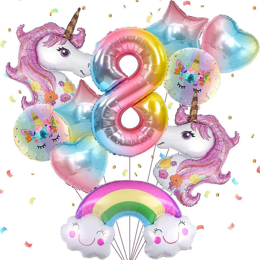 Набор цифровых шаров-единорогов для детской вечеринки по случаю дня рождения Радуга 1-9 Украшение шарами для вечеринки по случаю дня рождения