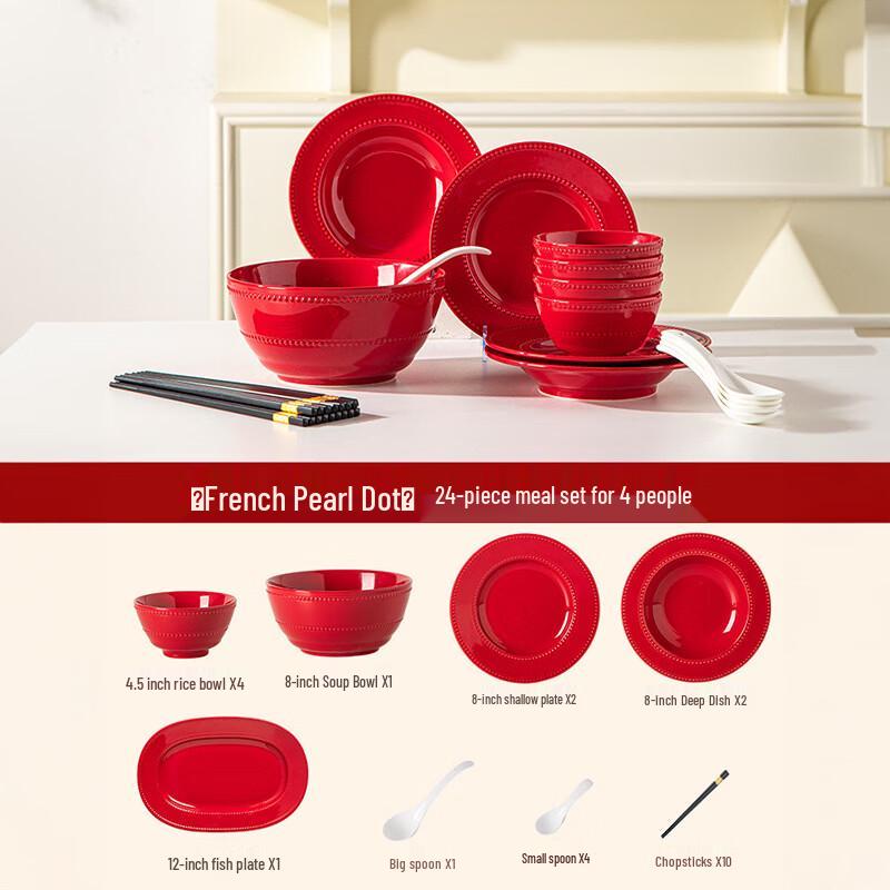 Mo De Lan Ka French Beaded Enamel Dinnerware Set