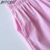 BITCED Женский комплект из 2 предметов: рубашка из хлопка и льна больших размеров в винтажном стиле, свободные брюки с высокой талией