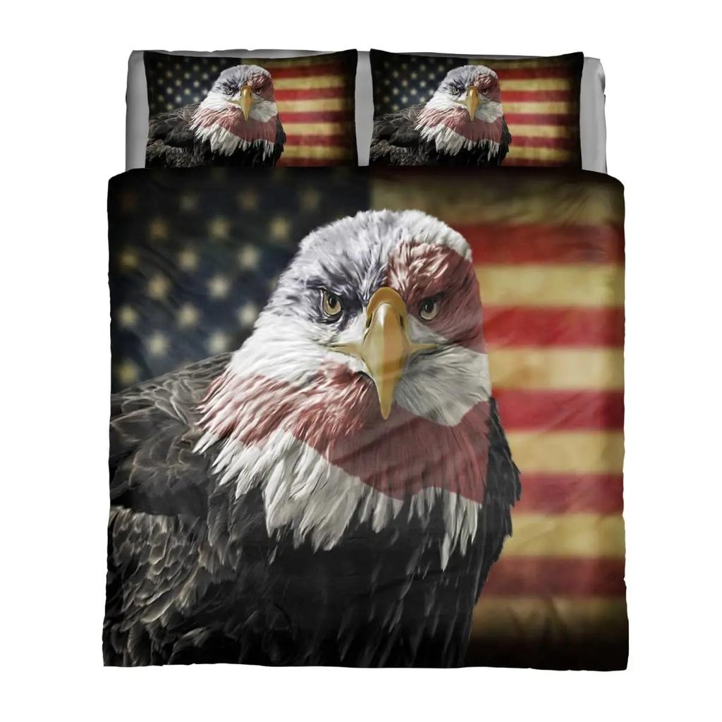 Комплект постельного белья «Африка», вид с воздуха на белоголового орлана, летящего в США, декоративный комплект постельного белья из 3 предметов с 2 наволочками, полный размер King Size