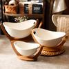 Jun Seventeen LIU Gold Rim Ceramic Fruit Basket & Tray Set