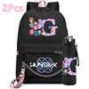2Pcs/set 26 English Letter K-pop Printed Backpack with 750Ml Water Bottler for Teenager Girl Boy Bookbag Kid Gift Large Capacity waterproof Travel Bag