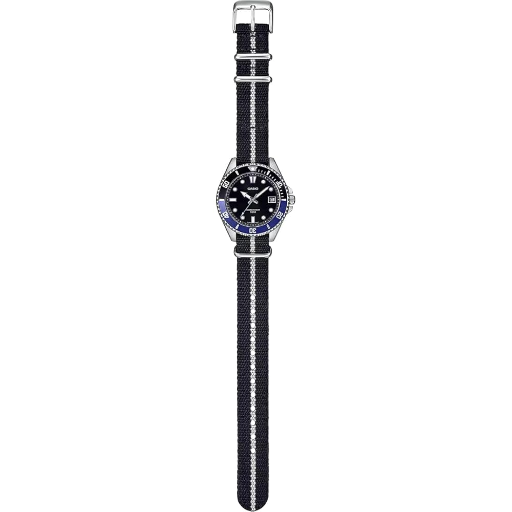 Casio Стандартные Аналоговые Часы MDV-10C-1A2V Черный Синий Безель Крестовый Ремешок Унисекс