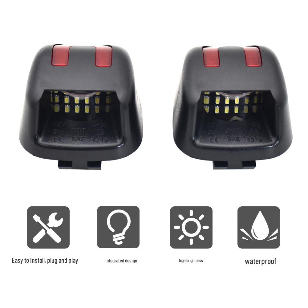 License Plate Light - 18 LED, Red & White, 2-Pack, Compatible with Nissan Navara, Titan, Xterra (2007-2019)