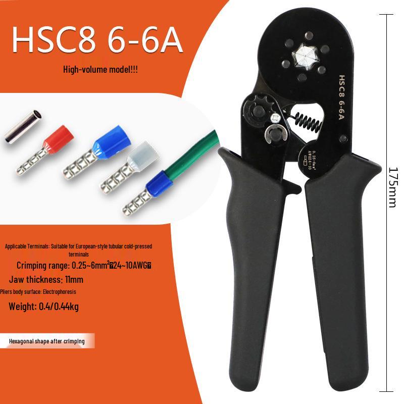 Hexagonal Mini Ratchet Crimping Pliers Set HSC8 6-6 for European Terminals