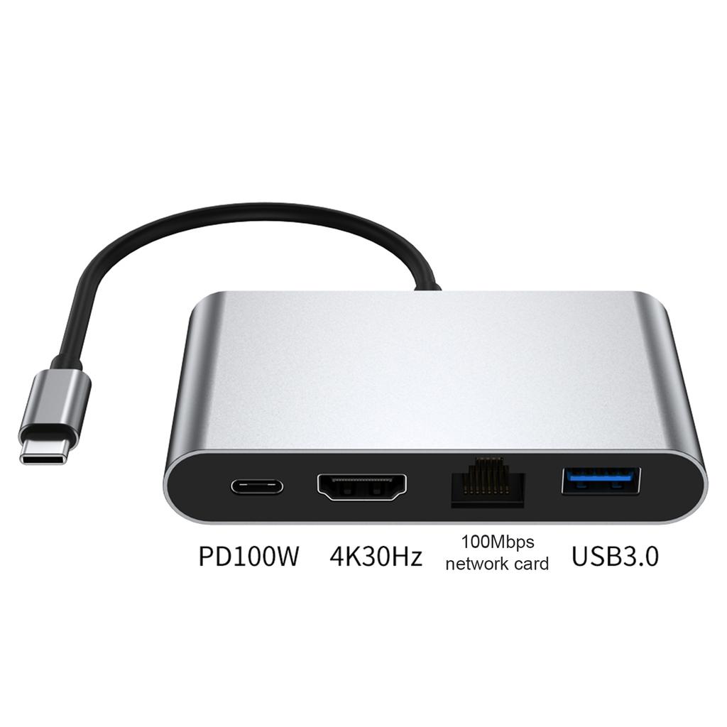 Док-станция 4 в 1 TYPE-C к RJ45 100M HDMI USB3.0 PD Интерфейс Адаптер-хаб