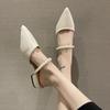 High Heels Women's Summer 2025 New Pointed Head Half Pack Thick Heel Sandals Women's Bag Head Low Heel Light Mouth Versatile Slippers