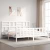 VidaXL Bed Frame with Headboard White 200x200 Cm Solid Wood 3193097