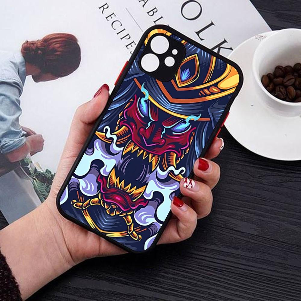 Samurai Oni Mask Phone Case For IPhone 18 14 11 12 13 Mini Pro Max 8 7 Plus X XR XS MAX Translucent Matte Cover