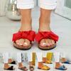 2025 лето внешняя торговля большой размер бант тапочки женские леопардовый принт повседневные однословные замшевые сандалии на плоской подошве