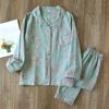 Japanese Spring and Autumn New Women's Pajama Set 100% Cotton Vintage Long Sleeved Pants Two Piece Set for Home Furnishings