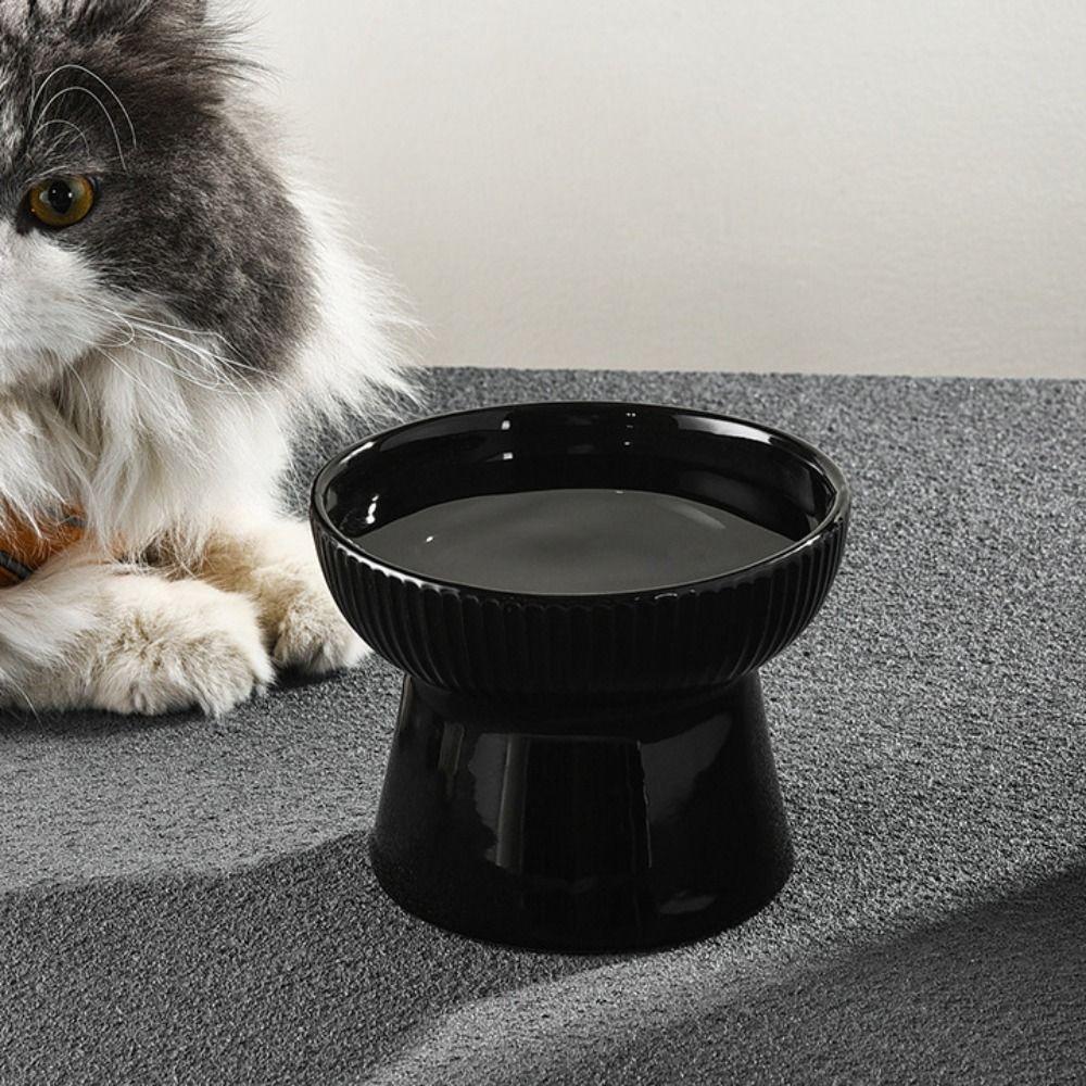Ceramic Cat Bowl Slanted/Flat Mouth Dog Food Feeding Basin Pet High Foot Bowl Neck Protection
