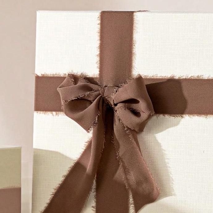 Chiffon Ribbon Bow with Frayed Edges for Weddings and Floral Arrangements