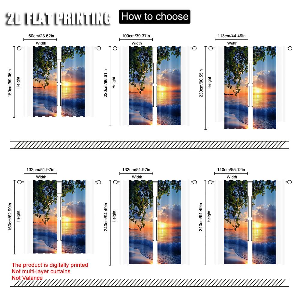 2 шт., Сценические шторы море Блэкаут Полиэстер Универсальные Идеально подходят для украшения общежития