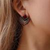 Retro Bohemian Ruby & Crystal Fan-Shaped Earrings - European & American Ethnic Style