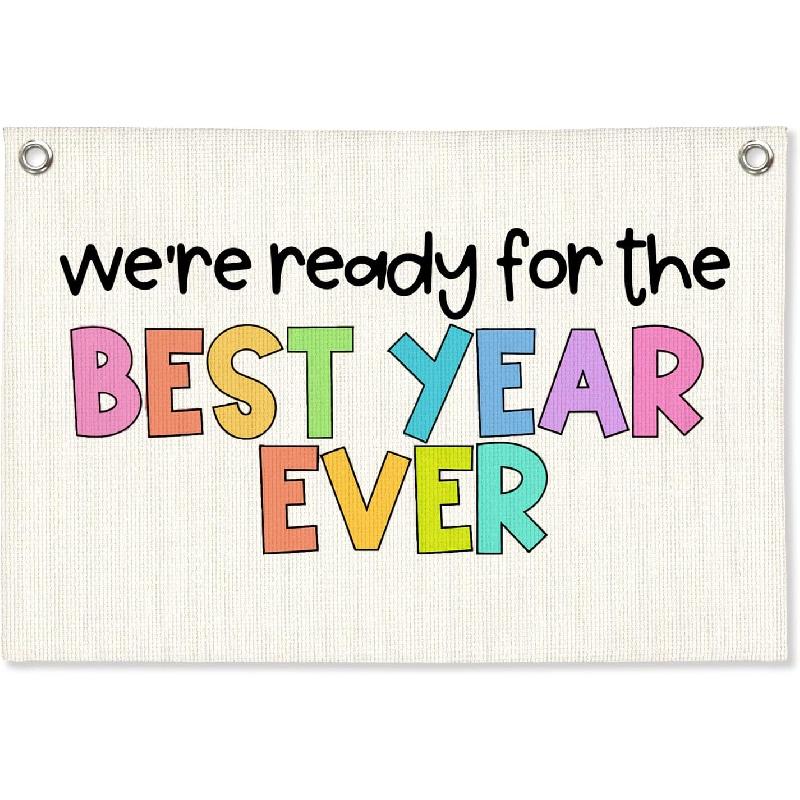 Винтажный Декор Стены Классной Комнаты, Вывеска Добро Пожаловать, Ретро Баннер-Флажок на Холсте для Игровой Комнаты, Детской Комнаты, Нейтральное Настенное Искусство для Комнаты Малыша, Мальчиков