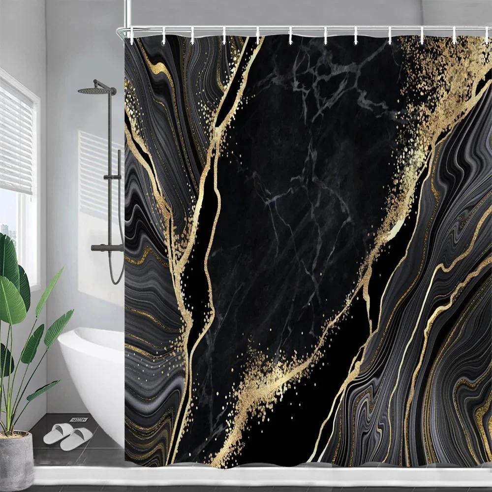 Мраморные занавески для душа, роскошные акварельные текстуры, смешанные цвета, занавески для ванной комнаты, абстрактные современные чернила, домашний декор для ванной, набор крючков