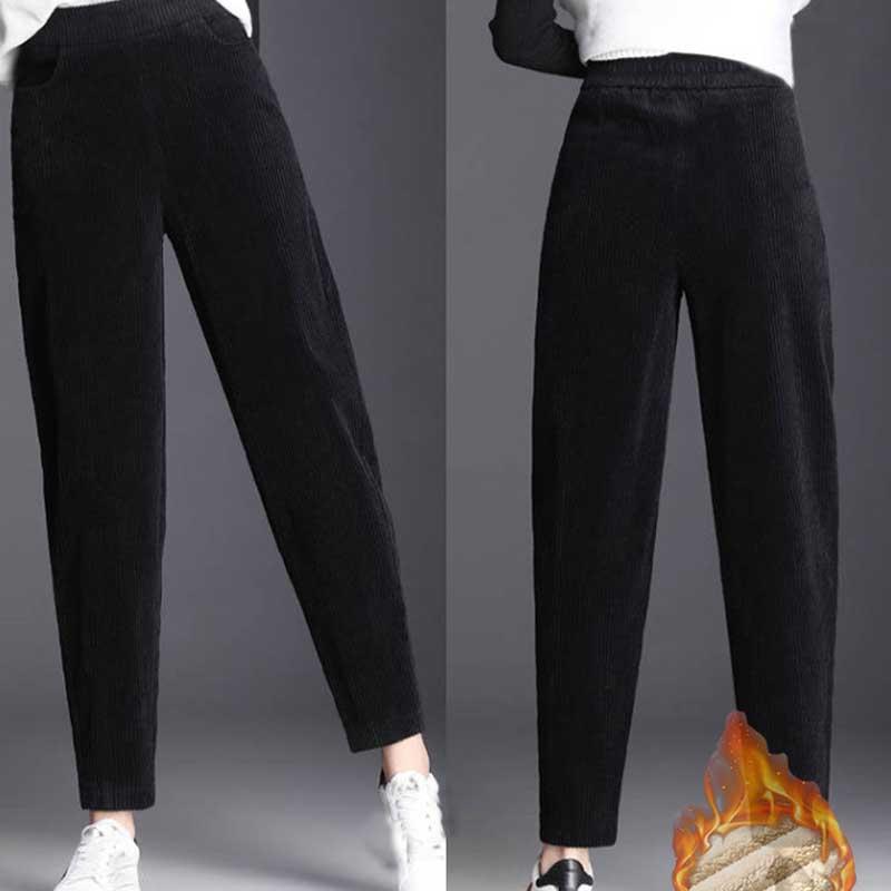 Women Lambs Wool Pant Winter Thick Warm Cashmere Pants Corduroy Female Solid Color Loose Trousers