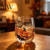 Ghost Whiskey Glass Halloween Glass, Black Cat Spider Net Skull Tumbler for Durable Coffee Mug Cocktail, 350ml Spooky Drinkware Home Bar, Festive