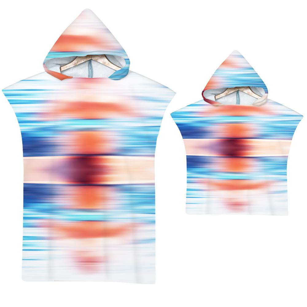 Stripe Hooded Cloak Pink Quick Dry Large Beach Bath Towel Microfiber Wetsuit Adult Child Parent-Child Changing Poncho Bathrobe