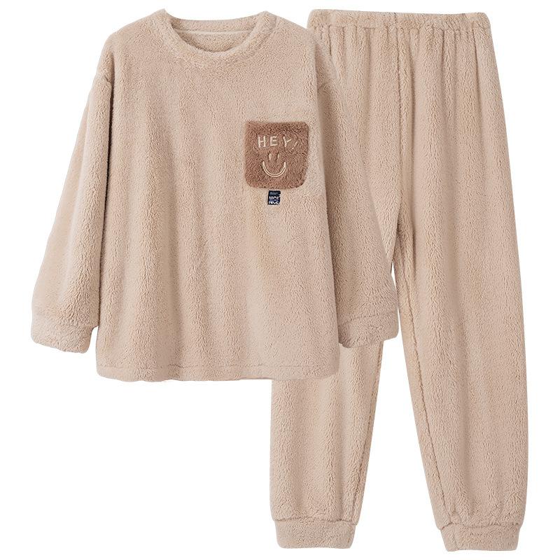 Парные пижамы Осень И Зима Зимний Коралловый Флис Утепленный Флис Фланель Мужской И Женский Милый Комплект Домашней Одежды