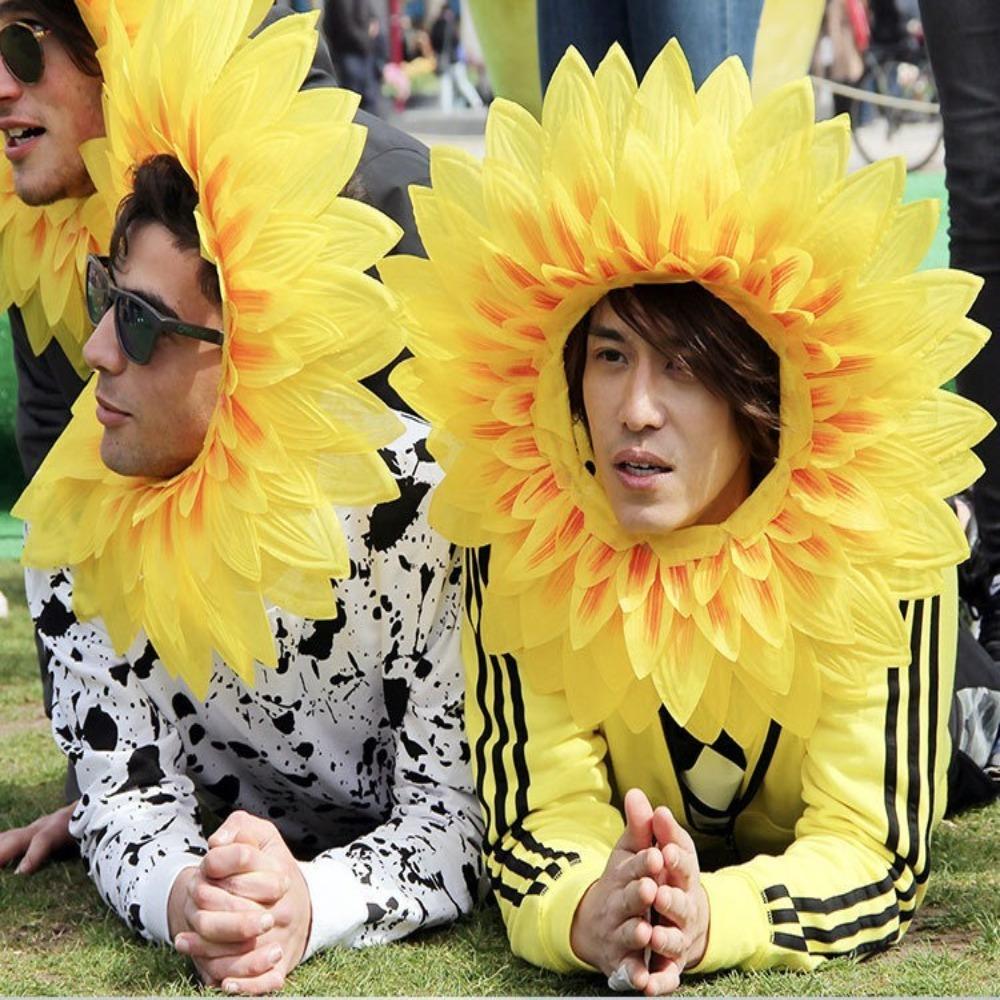 Yellow Sunflower Headgear Sunflower Hat Hood  For Dance Party Festival Games Kids Teens Adults