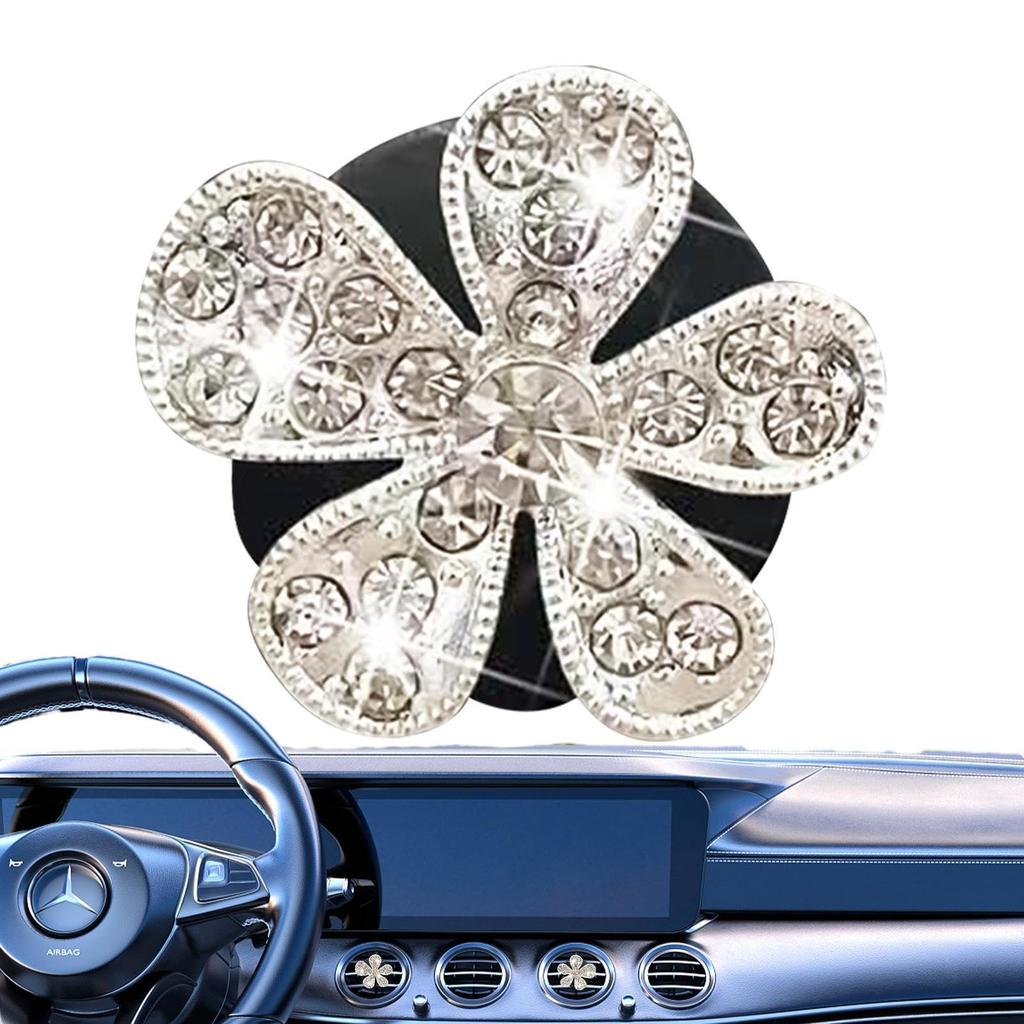 Rhinestone Car Vent Clip - Car Air Conditioning Vent Clip, Rhinestone Flower, Elegant Fashion