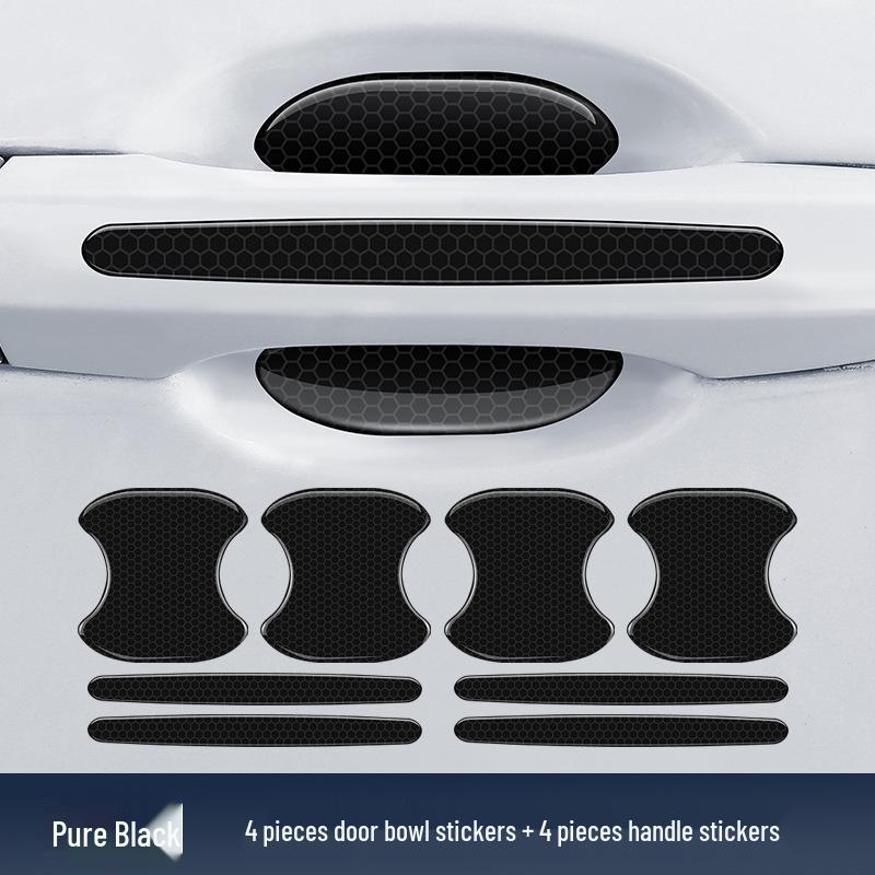 Защитная светоотражающая ромбовидная наклейка на дверную ручку автомобиля - Защита от столкновений и царапин, Черная