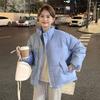 Down Cotton-padded Jacket for Female Students In Winter New Design Short Style Blue Stand-up Collar Puff Bread Jacket