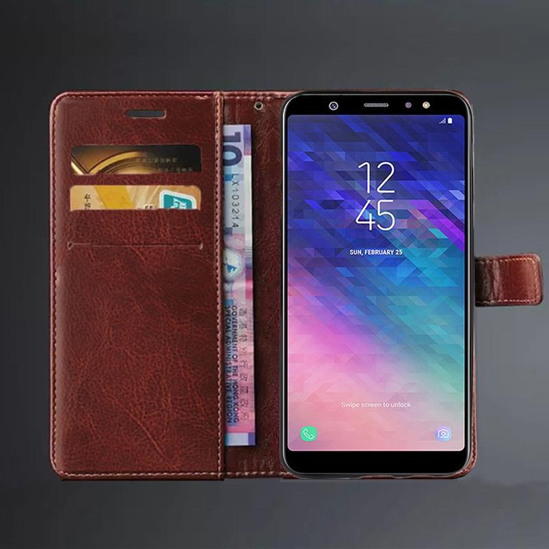 Чехол для Samsung Galaxy A6+ 2018 чехол-книжка с держателем для карт кожаный чехол-книжка A6 2018 ретро кошелек сумка для телефона накладка бизнес