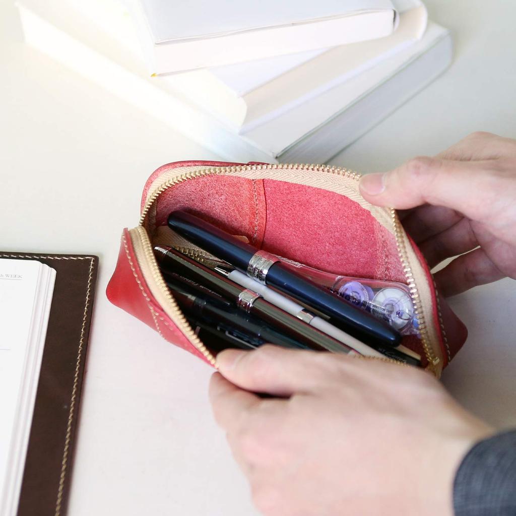 Пенал кожаный пенал держатель для карандашей натуральная кожа Tochigi кожа для взрослых Сделано в Японии Большая вместимость Простой бренд Porco Rosso Треугольный мужской