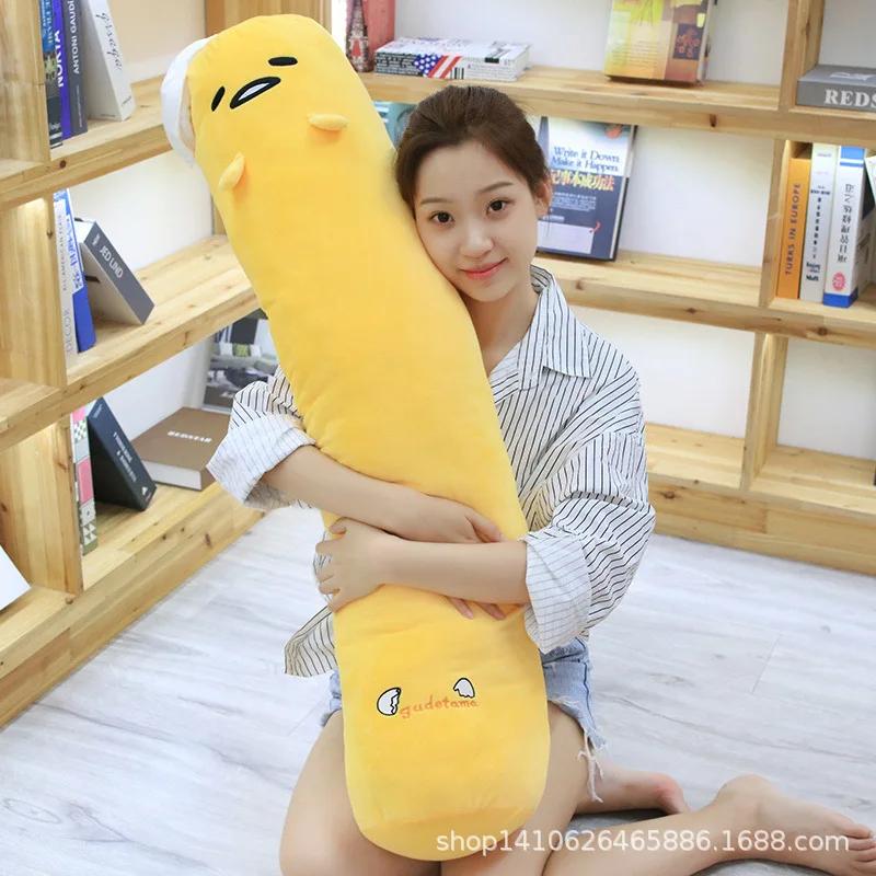 Gudetama Large Plush Toy Kawaii Egg Cartoon Anime Plush Toy Soft Plushie Cylindrical Pillow Girl Sleeping Pillow Christmas Gift