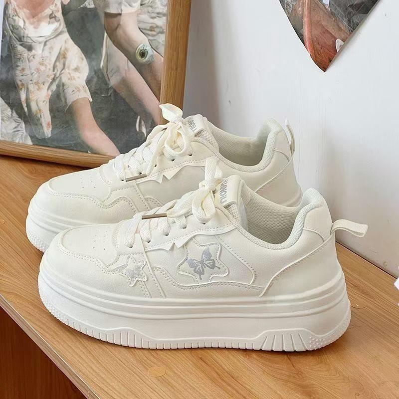 Вышивка Женские Новые Весенние Туфли на липучке Кожаные Студенческие Универсальные Туфли на плоской подошве Белые туфли