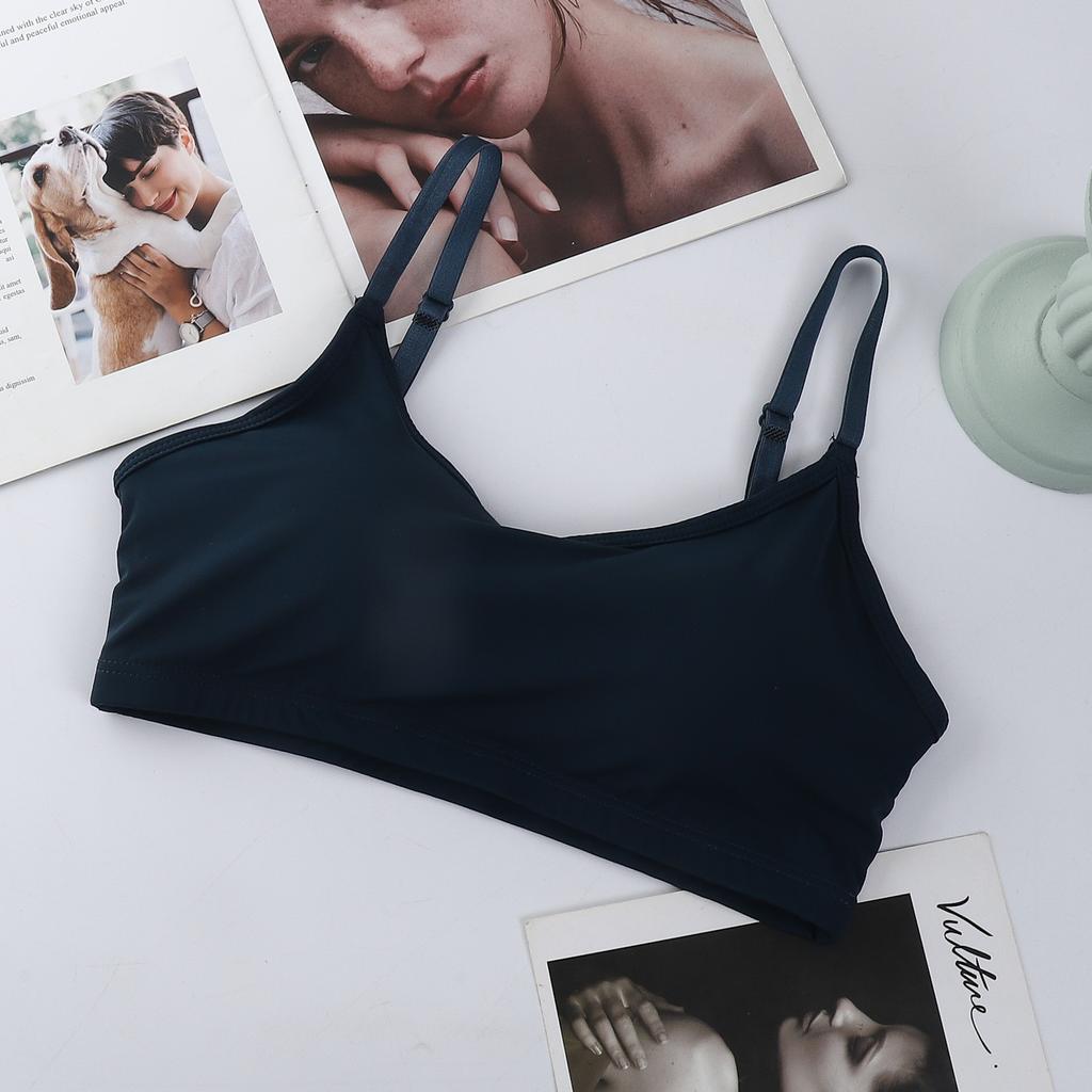Small suspenders, beautiful back underwear, women's steel-free bra, open back, ice silk tube top with fixed chest pad, integrated chest wrapping base
