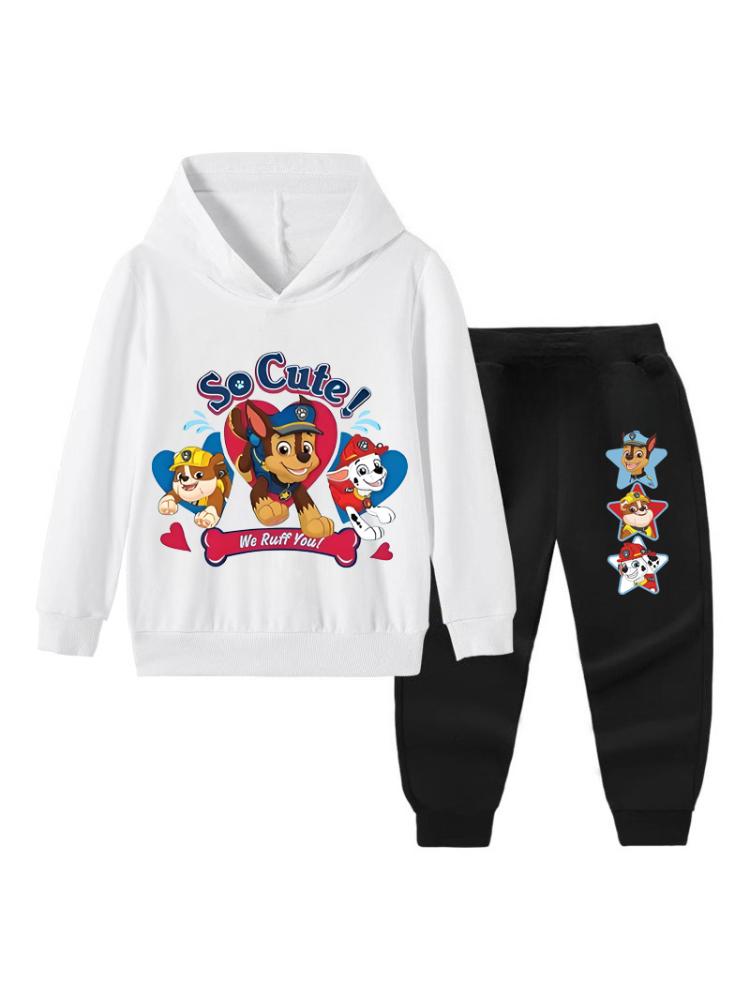 PAW Patrol Spring/Autumn Hoodied Pullover Long Pant Two Piece Suit for Child Clothing Suits Boys Sweatpant Sets Kids Tracksuit