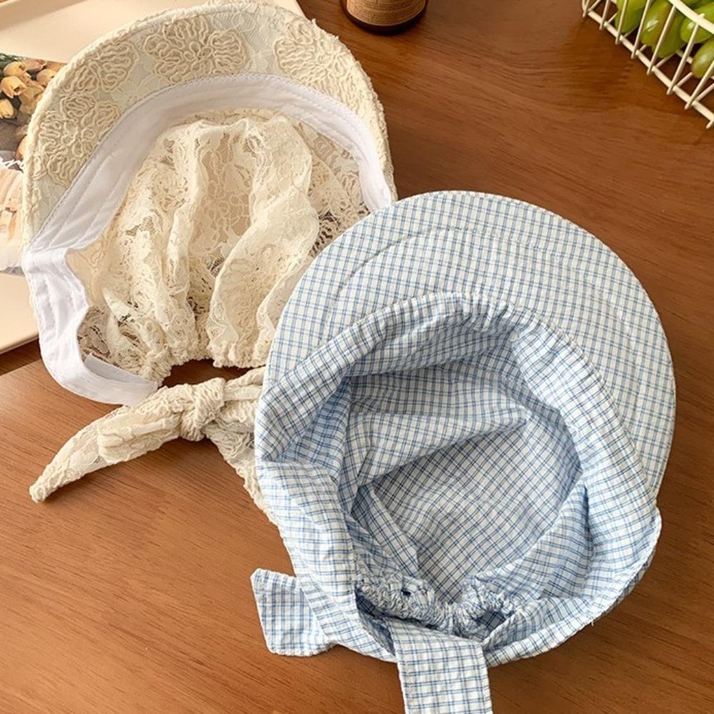 Кружевной солнцезащитный платок-бандана Клетчатая бандана на завязках Кепка Модный платок Бейсболка Летний