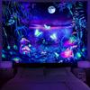 Blacklight Fantasy Forest Tapestry Aesthetic Moon Tapestry UV Reactive Butterfly Tapestries Galaxy Space Tapestry Wall Hanging for Bedroom Living Room