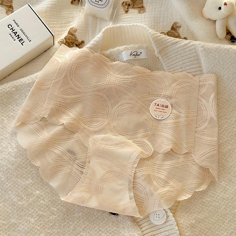 Women's Lace Seamless Underwear Women's Summer Mid-waist Pure Cotton 7A Antibacterial Extended Crotch Underwear Briefs