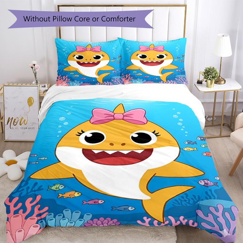 3pcs Shark Bedding Set Duvet Cover Closure Includes 1 Duvet Cover & 2 Pillowcases, Soft and Comfortable for All Seasons.